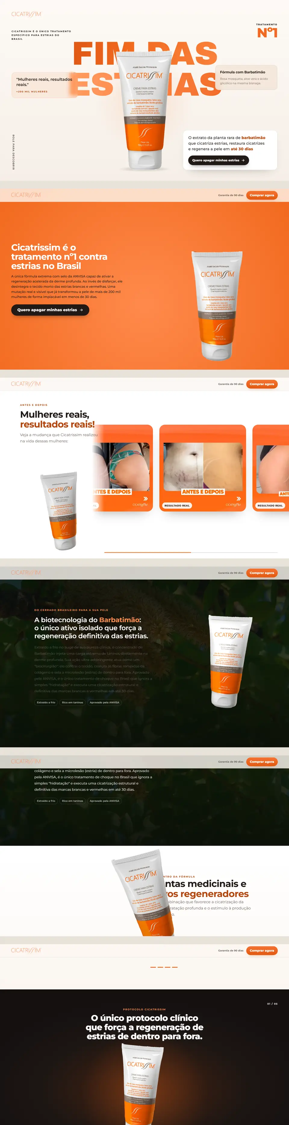 Layout final do site Cicatrissim
