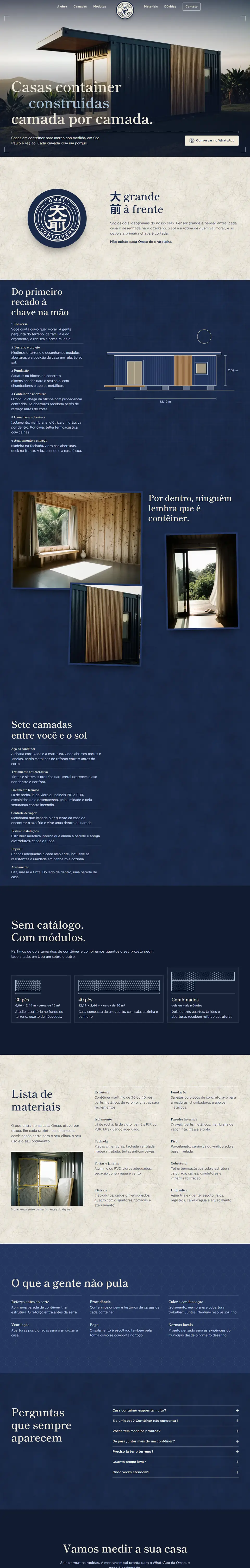 Layout final do site Omae Containers