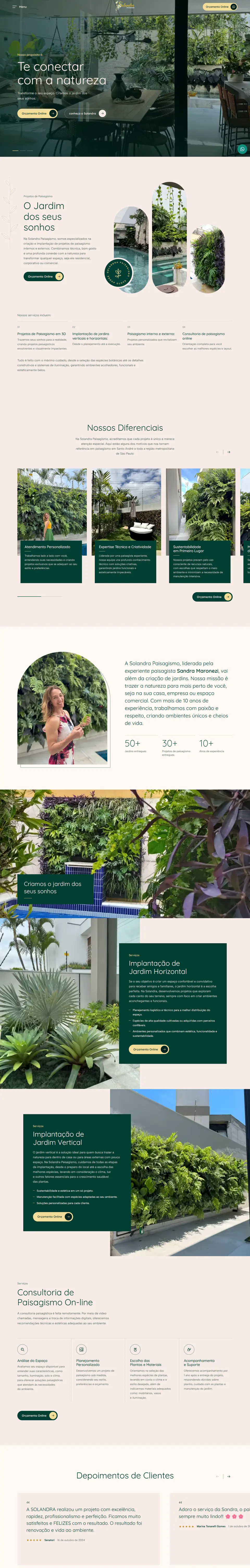 Layout final do site Solandra Paisagismo