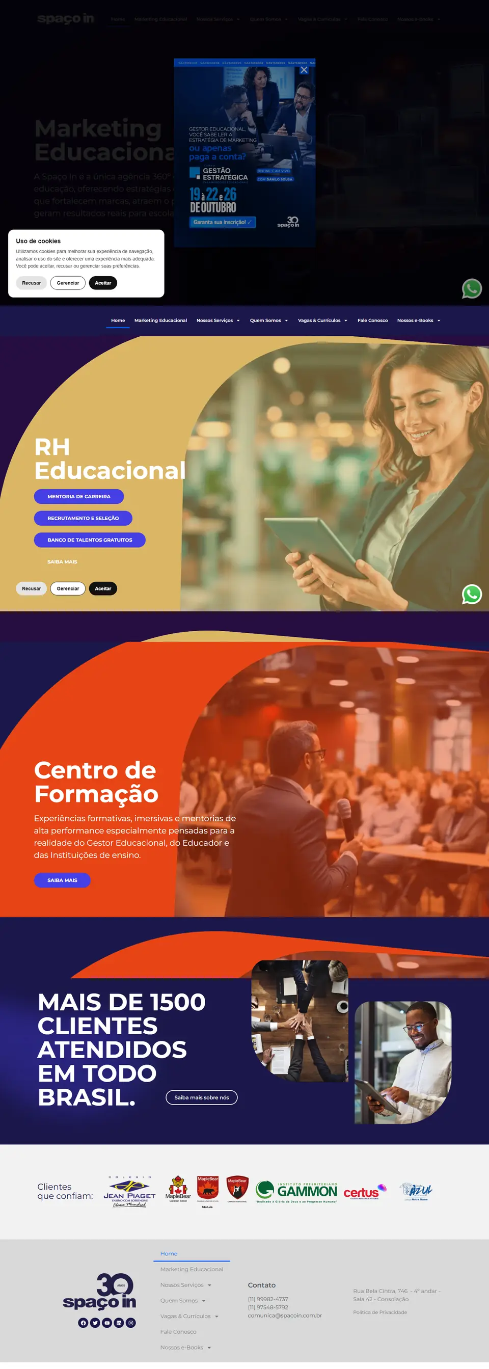 Layout final do site Spaço In